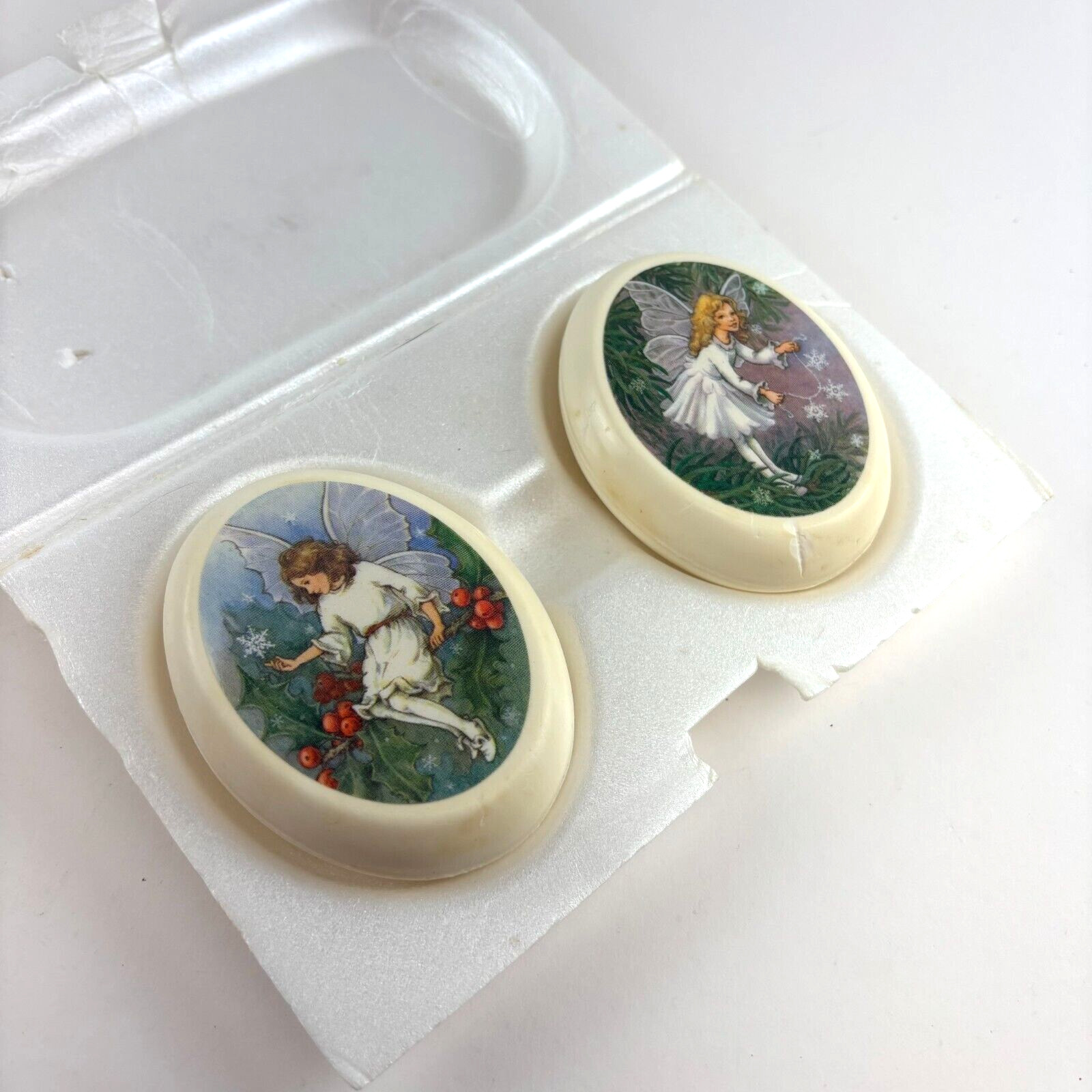 Vintage Avon Flower Fairies Decorative Soap Bars Set of 2 Collectible Oval Soaps