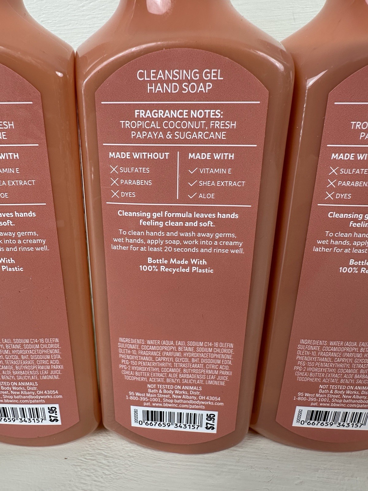 Bath & Body Works ISLAND PAPAYA Cleansing Gel Hand Soap 3 Pack NEW!