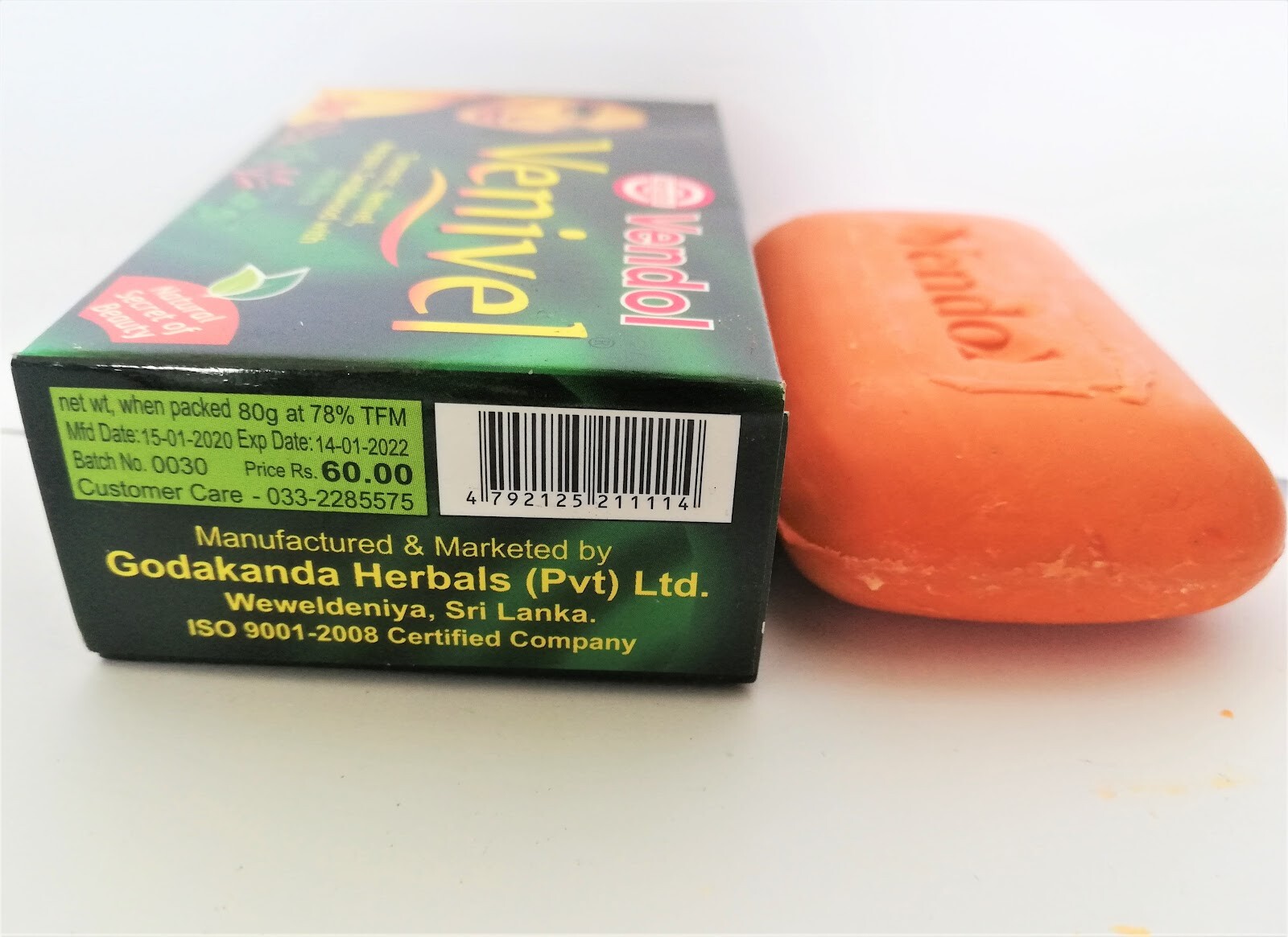 2 x 80g Vendol VENIVEL Herbal Ayurvedic Natural Beauty Soap from Sri Lanka