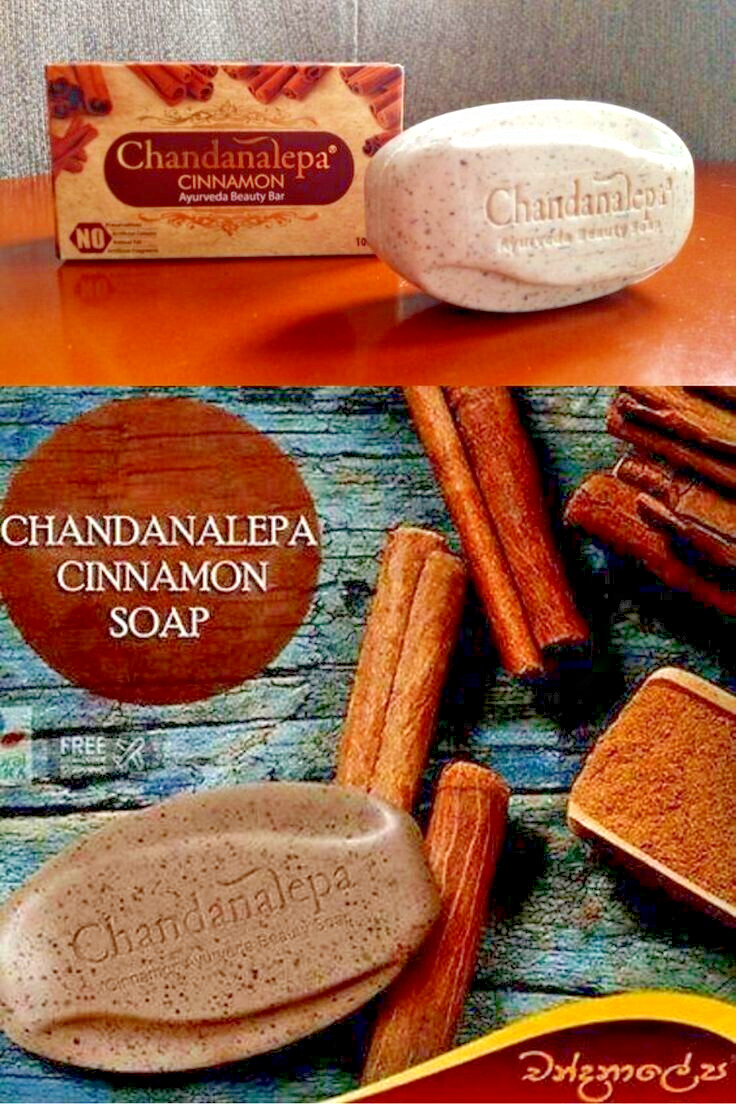 Chandanalepa Cinnamon Ayurvedic Natural Beauty Herbal Soap 4 in 1 pack, 1 free