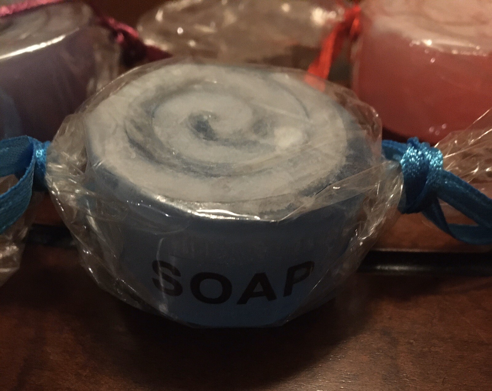 New Decorative Set of Three Individually Wrapped Soaps In Candy Shapes