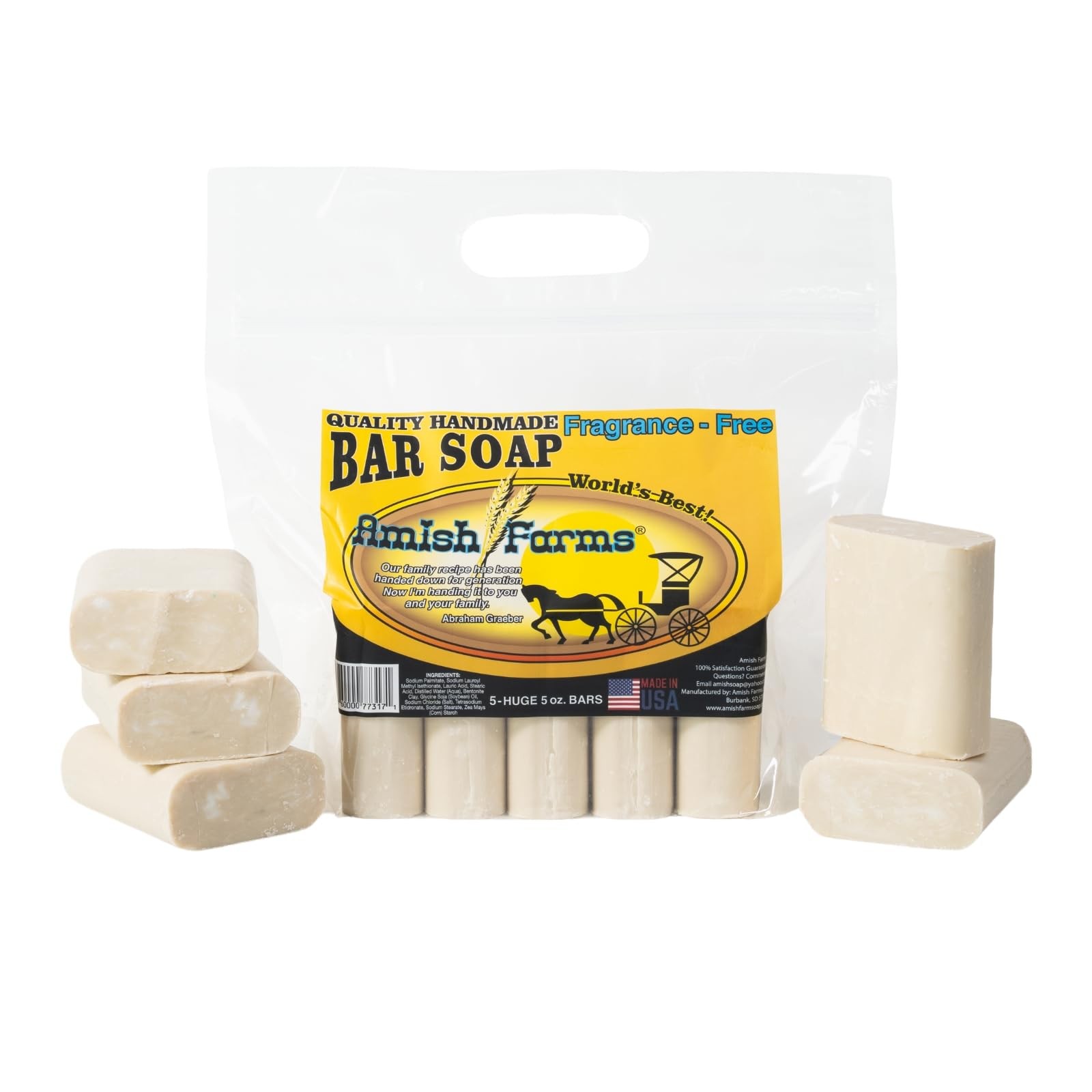 Farms Fragrance Bar Soap with Bentonite Clay 5 oz Bars (5 Pack) Vegan, Made i…