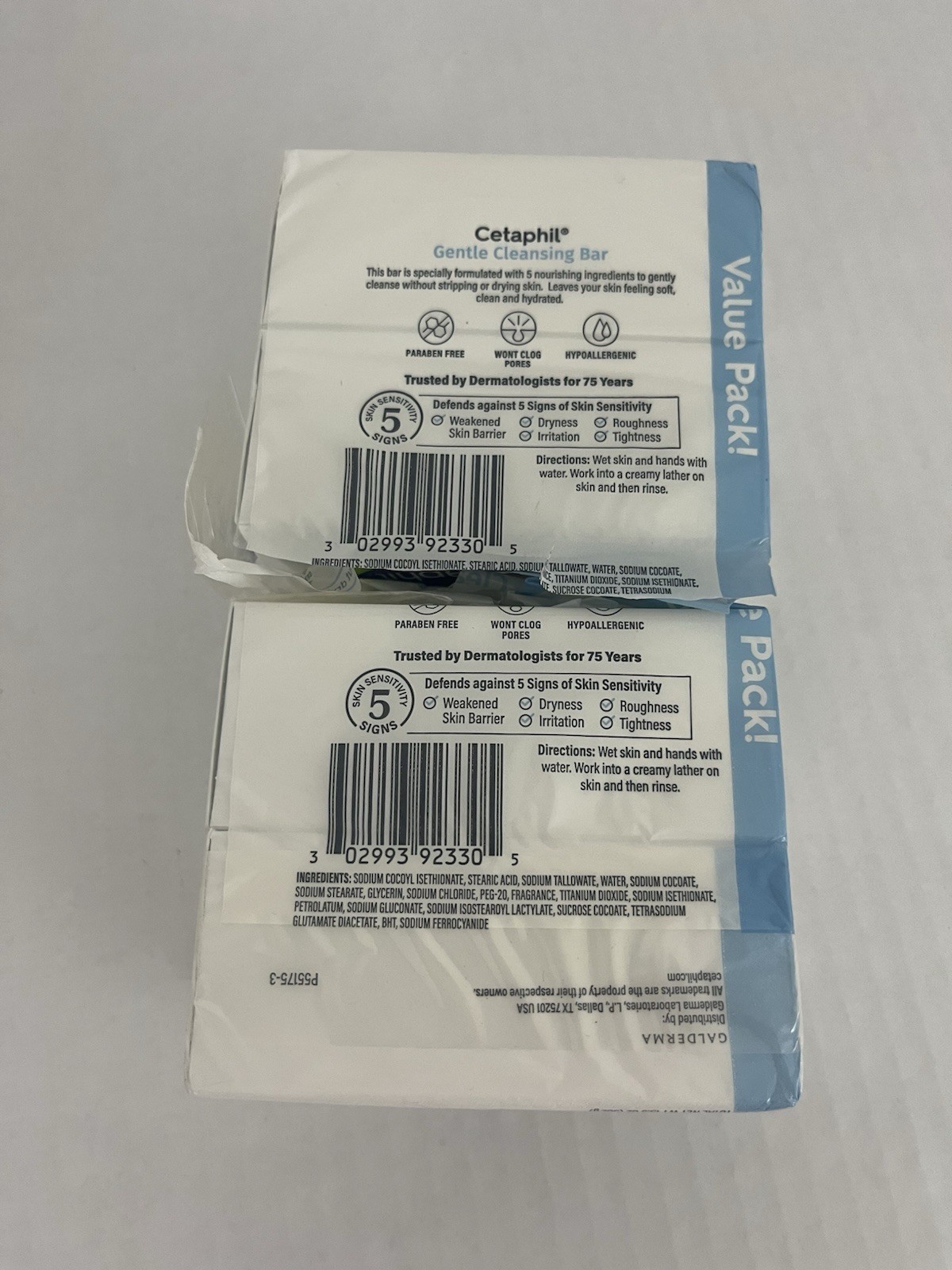 Cetaphil Gentle Cleansing Bar Normal to Dry Skin (4) Bars Net Wt 4.5 oz ea