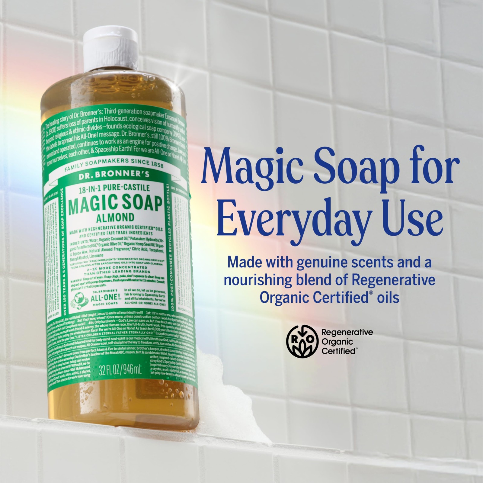 Dr. Bronner’s Pure-Castile Magic Liquid Soap 32 Fl Oz (Pack of 2), green