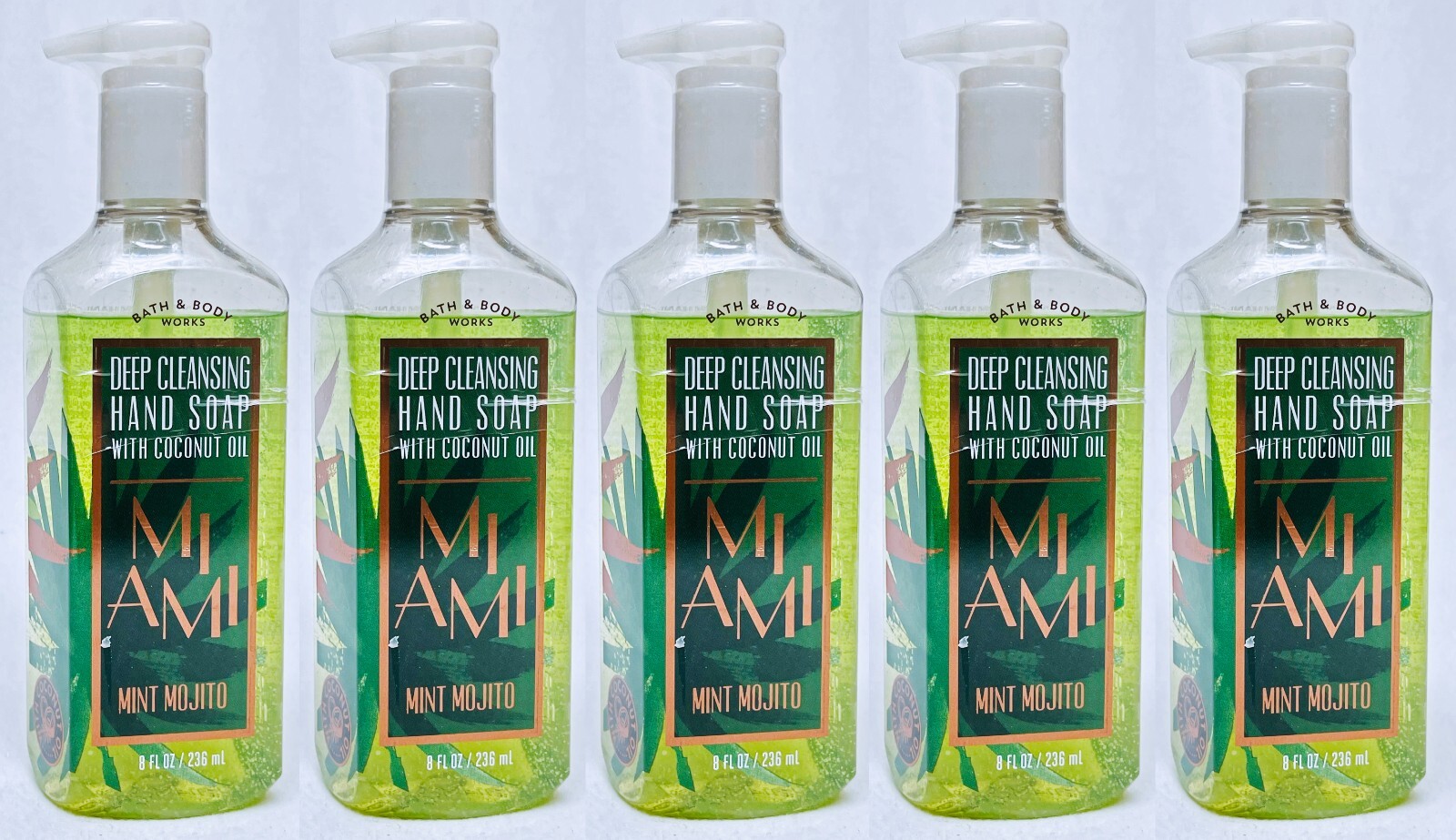5 Bath & Body Works MIAMI MINT MOJITO Cleansing Gel Hand Soap 8.0 oz