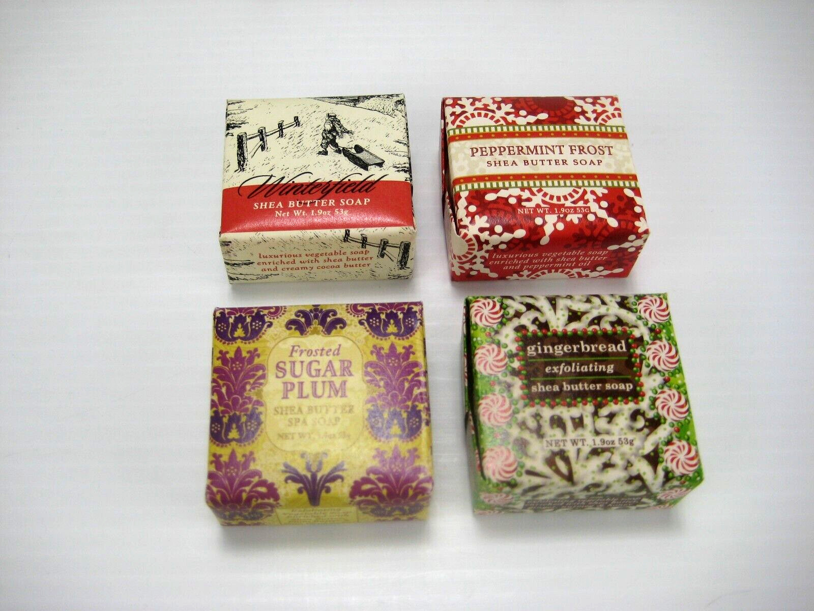 GREENWICH BAY SHEA BUTTER SOAP SET OF 4 WINTER THEMED SOAPS 1.9 OZ. SIZE NEW