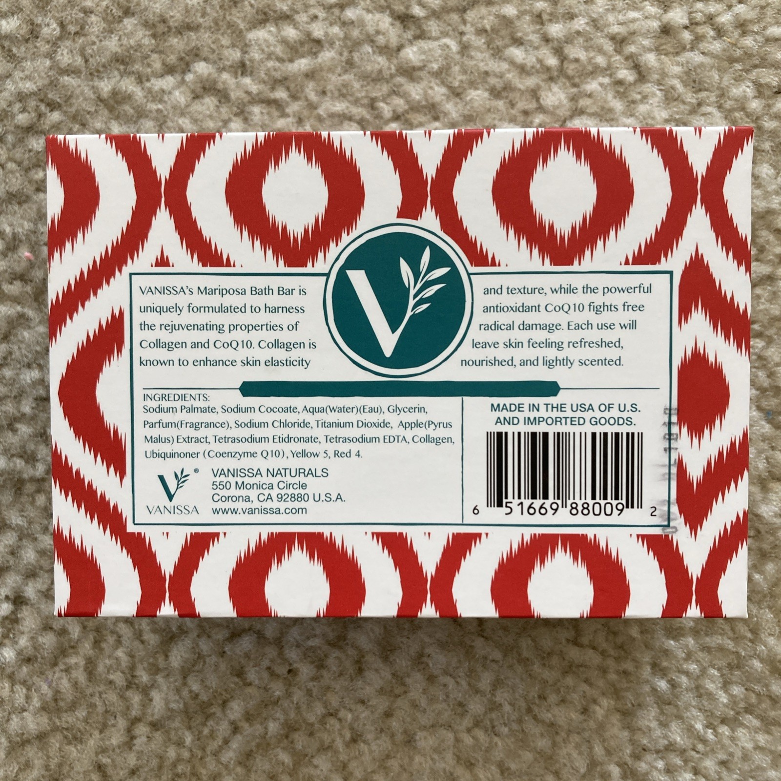 Vanissa Mariposa Natural Rejuvenating Collagen & CoQ10 Bath Bar, 10.5 oz