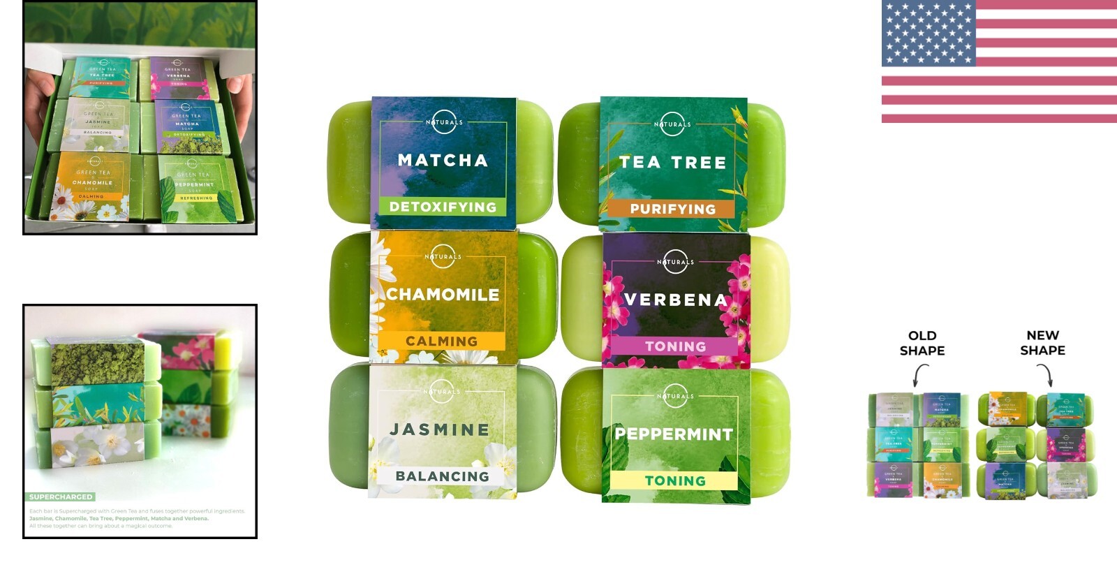 Sustainable Cold Pressed Men’s Soap Bars – 6-Pcs Exfoliating Green Tea Set