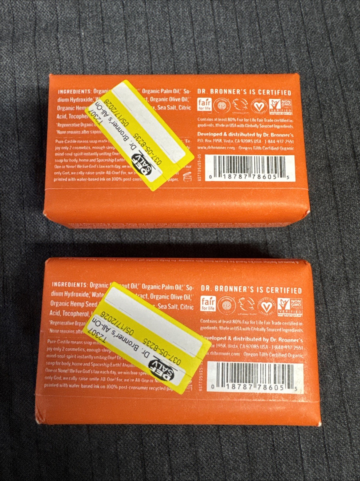Dr Bronner’s All One Hemp Tea Tree Pure-Castile Bar Soap. 5 Oz ~ 2 Bars