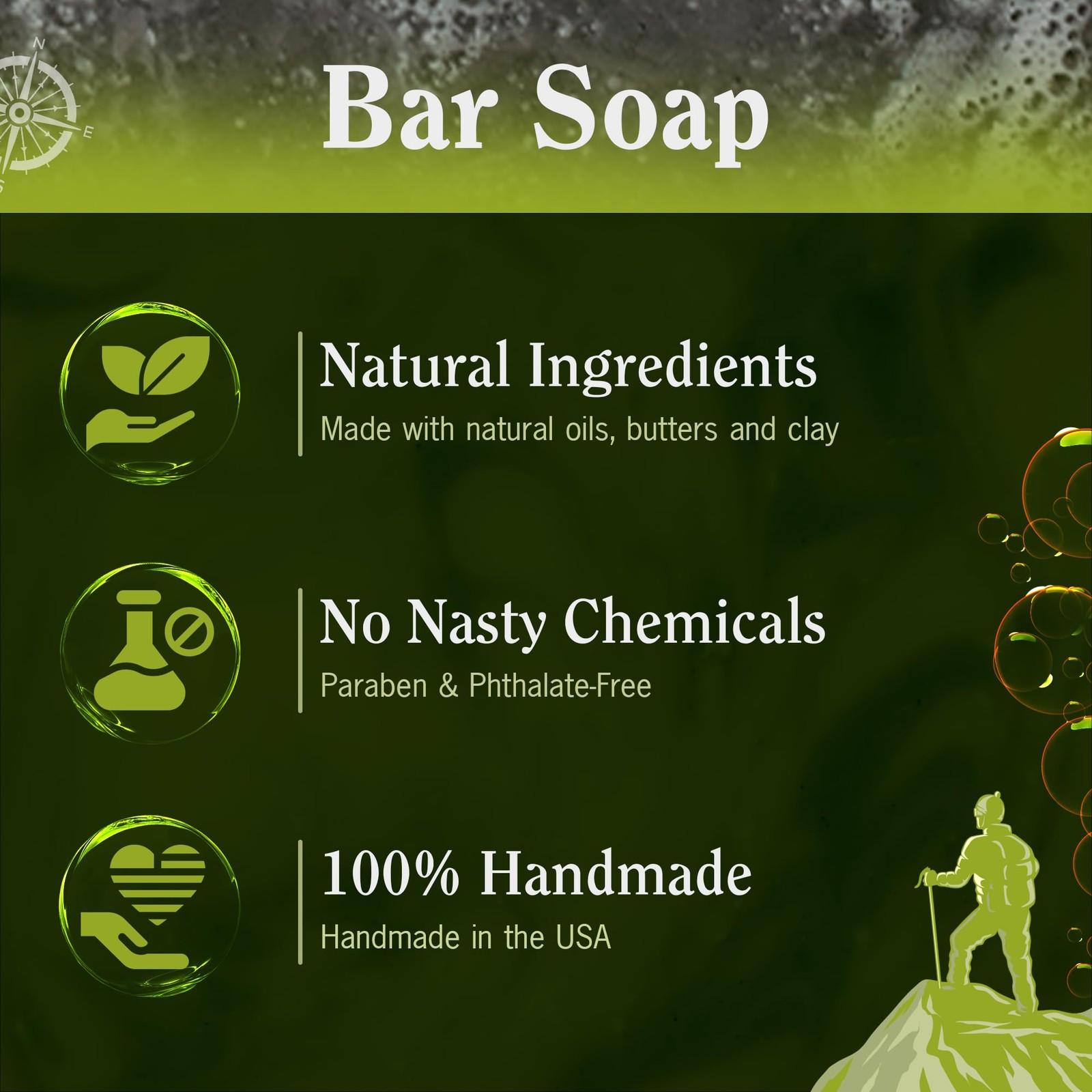 Compass Soap Petoskey Stone | Natural Bar Soap for Men | Soap Bars with Minim…