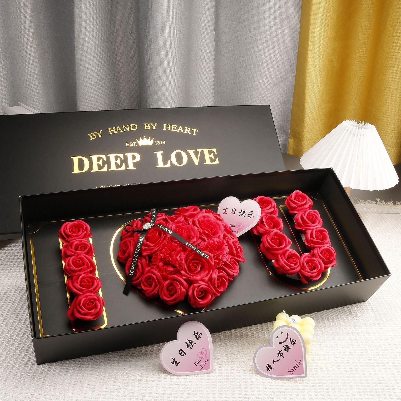 Soap Rose Extract Love Flower Gift Box for Soft Hydrated Moisturized Skin 32 pc