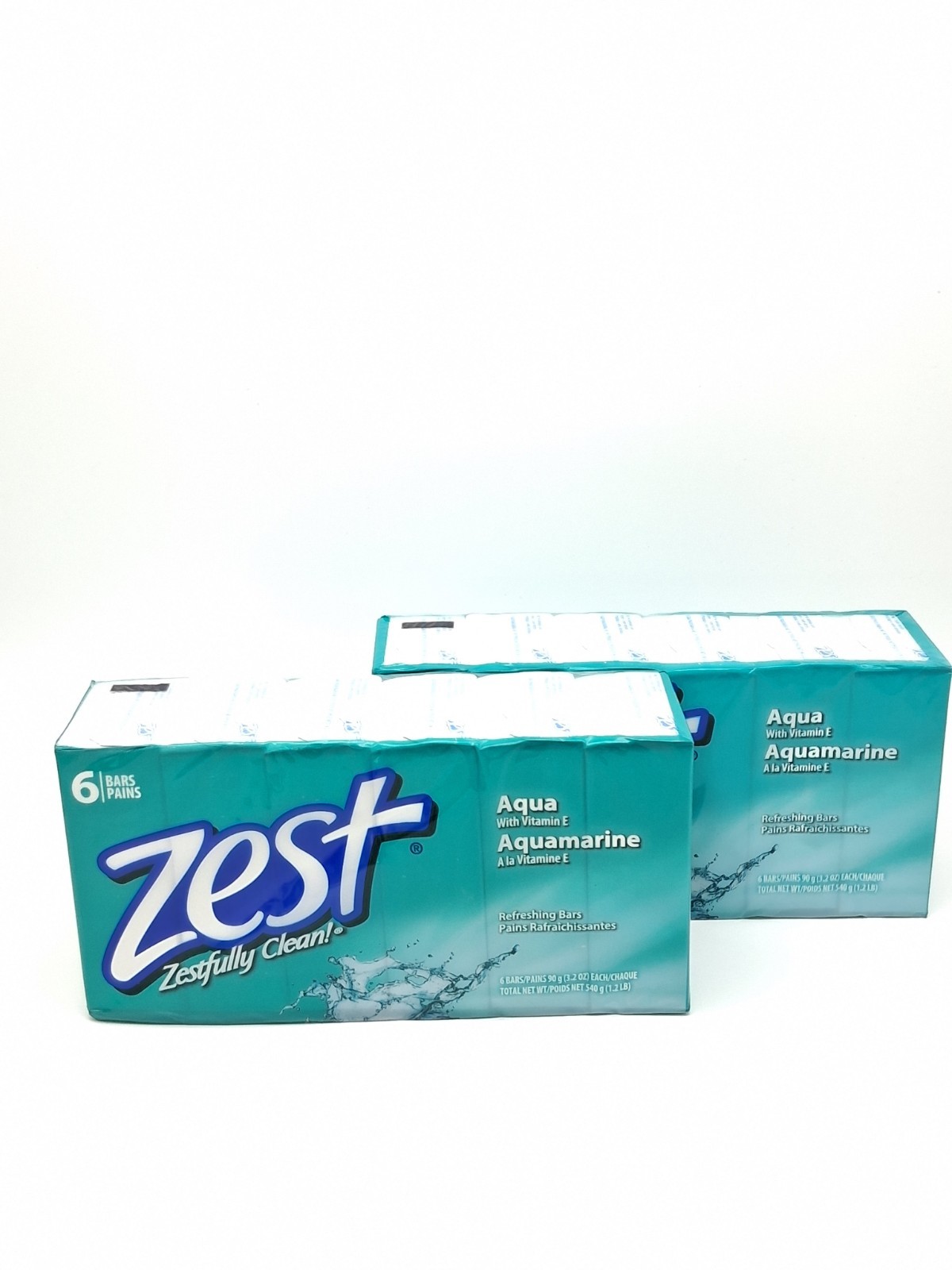2x 6-Packs Zest Refreshing Aqua Deodorant 3.2 oz. Clean Bath Bar Soap Vitamin E