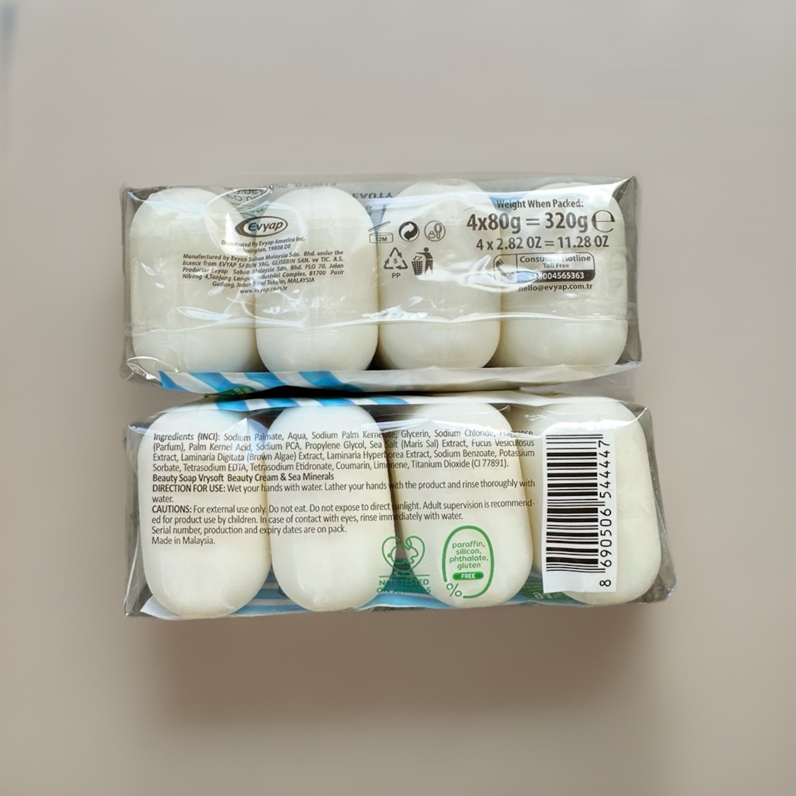 2 Packs VrySoft Beauty Soap SEA MINERALS 4 Bars Each 8 Total Vegan Natural