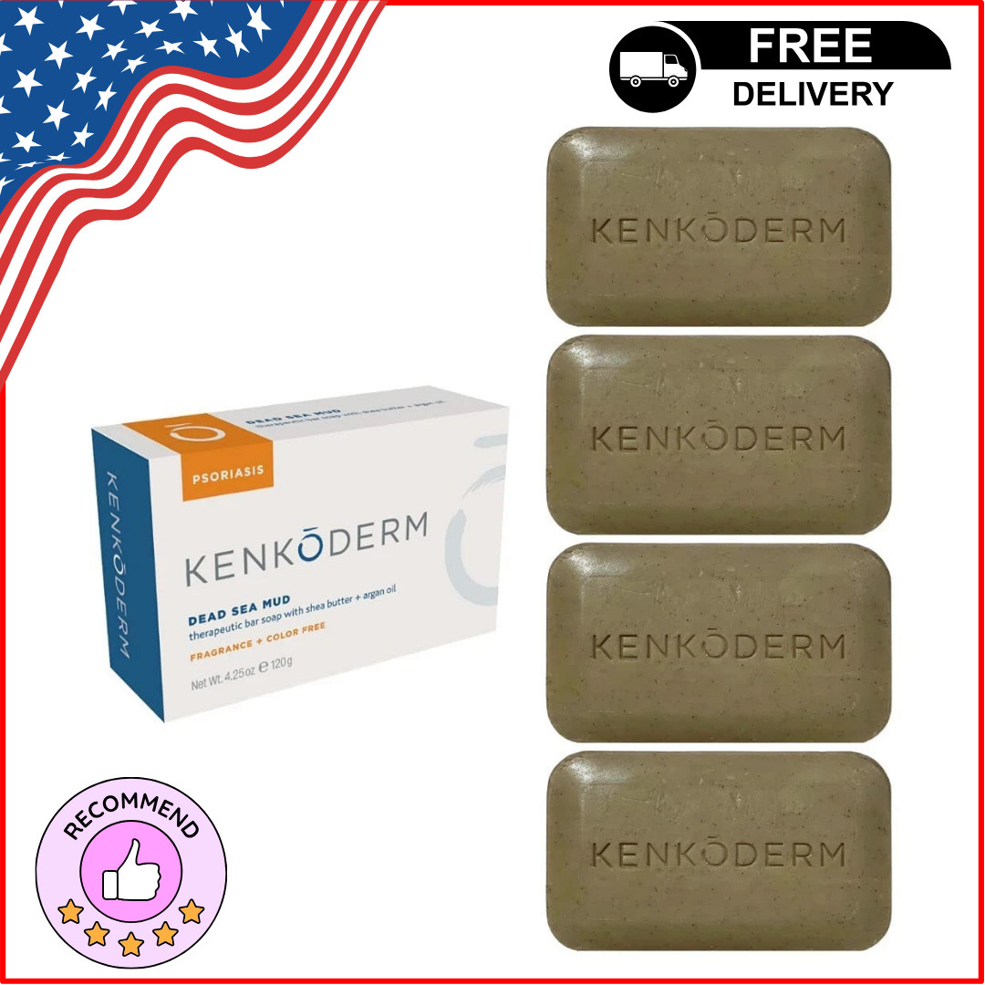 Kenkoderm Psoriasis Dead Sea Mud Soap with Argan Oil & 4.25 Ounce (Pack of 4)