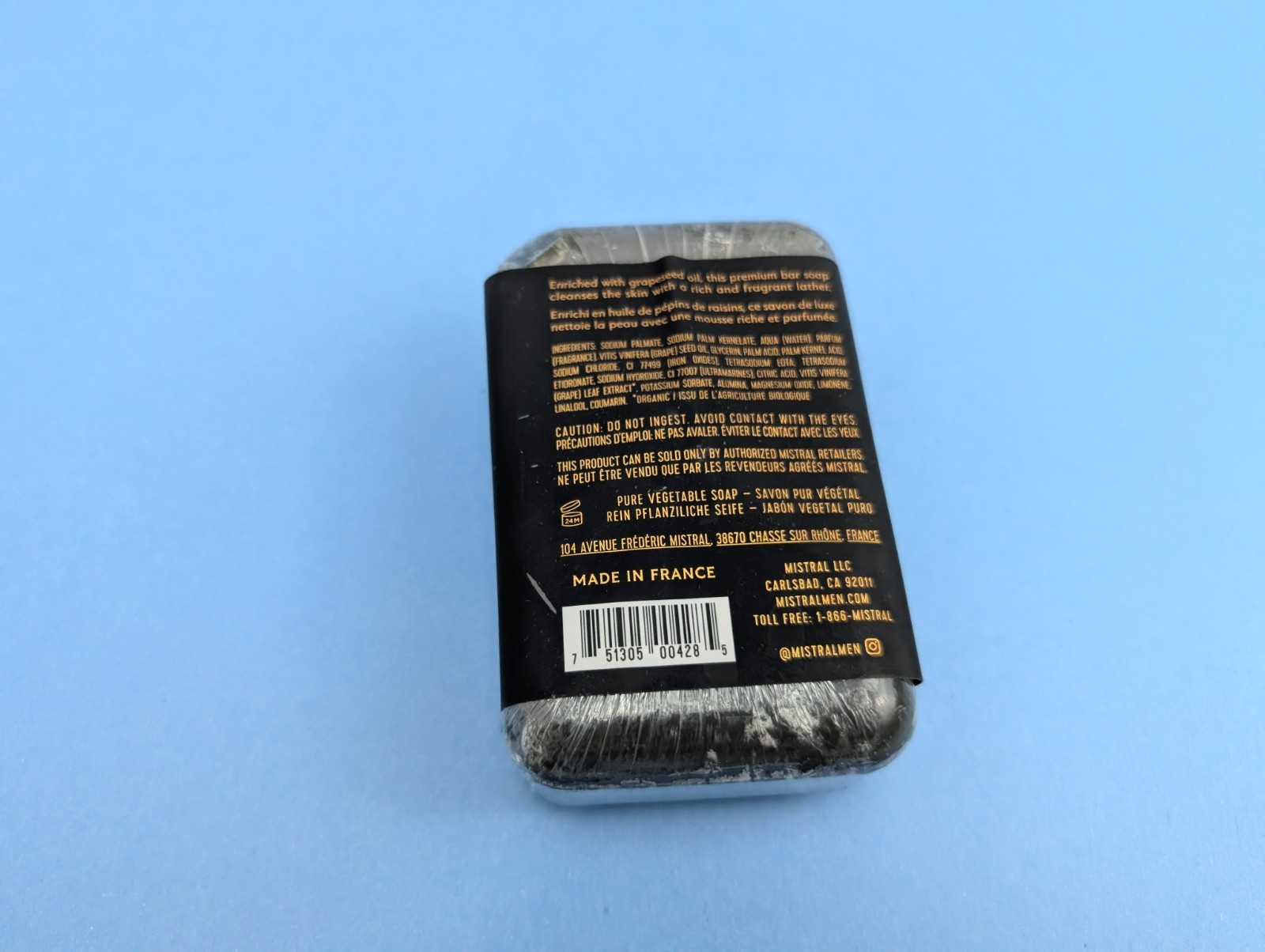 Mistral Bar Soap Organic Black Amber Large 8.8 Ounce Crafted Soaps Original