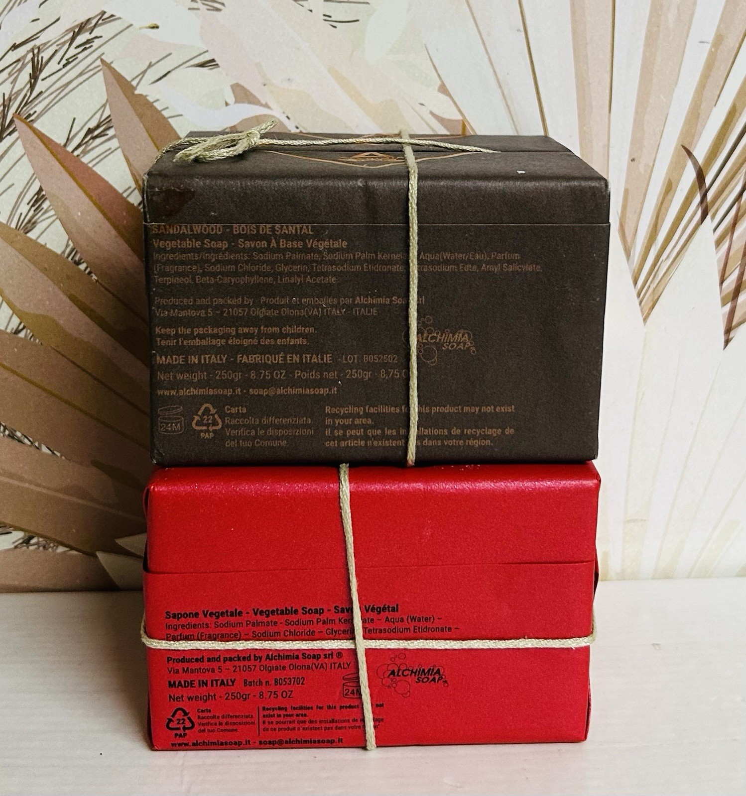 2-Pack Alchimia ~ Sandalwood & Bourbon Vegetable Bar Soap 4 Bars 8.75 oz Each