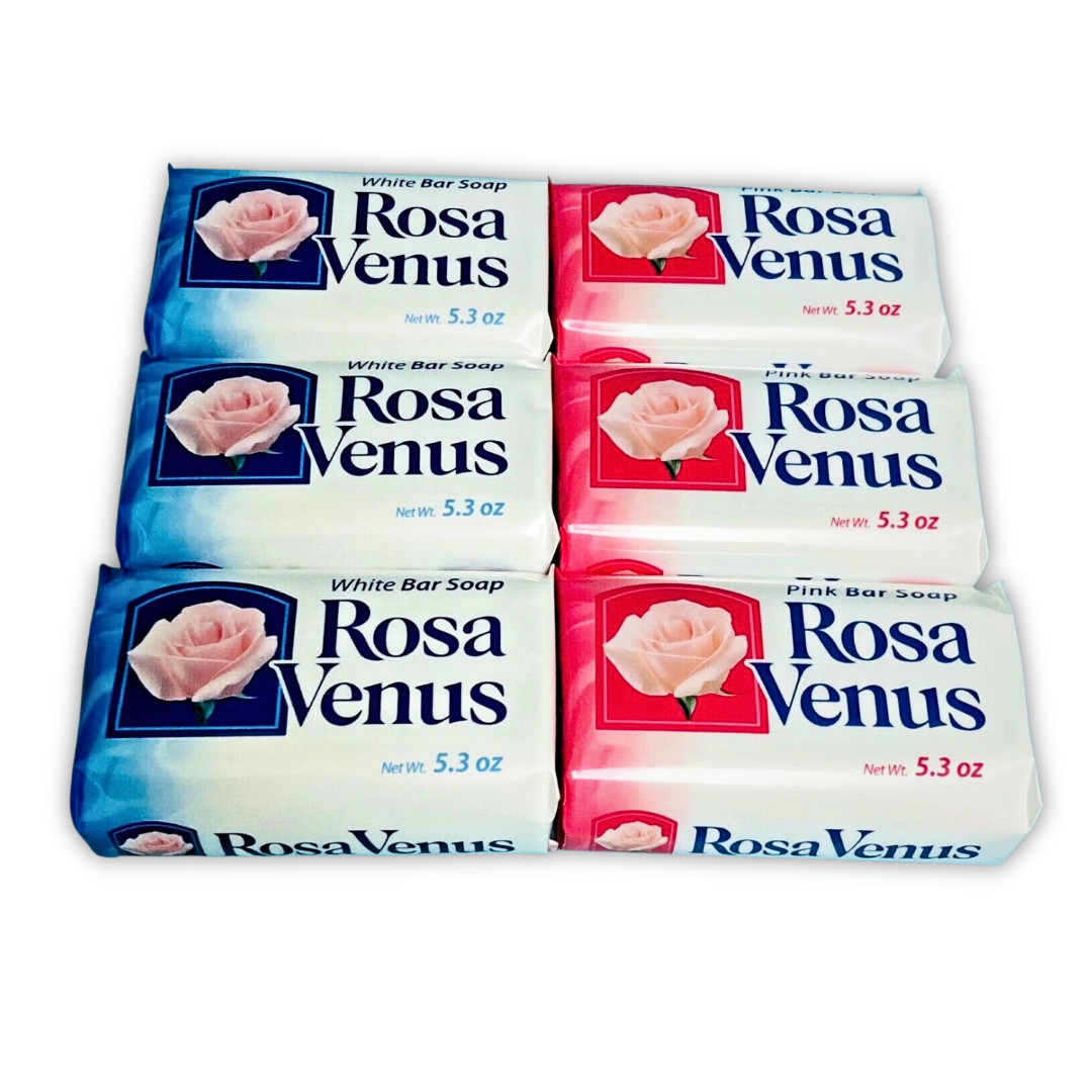 Rosa Venus White & Pink Bar Soap 5.3 oz Mixed Lot of 6 Bath Bars