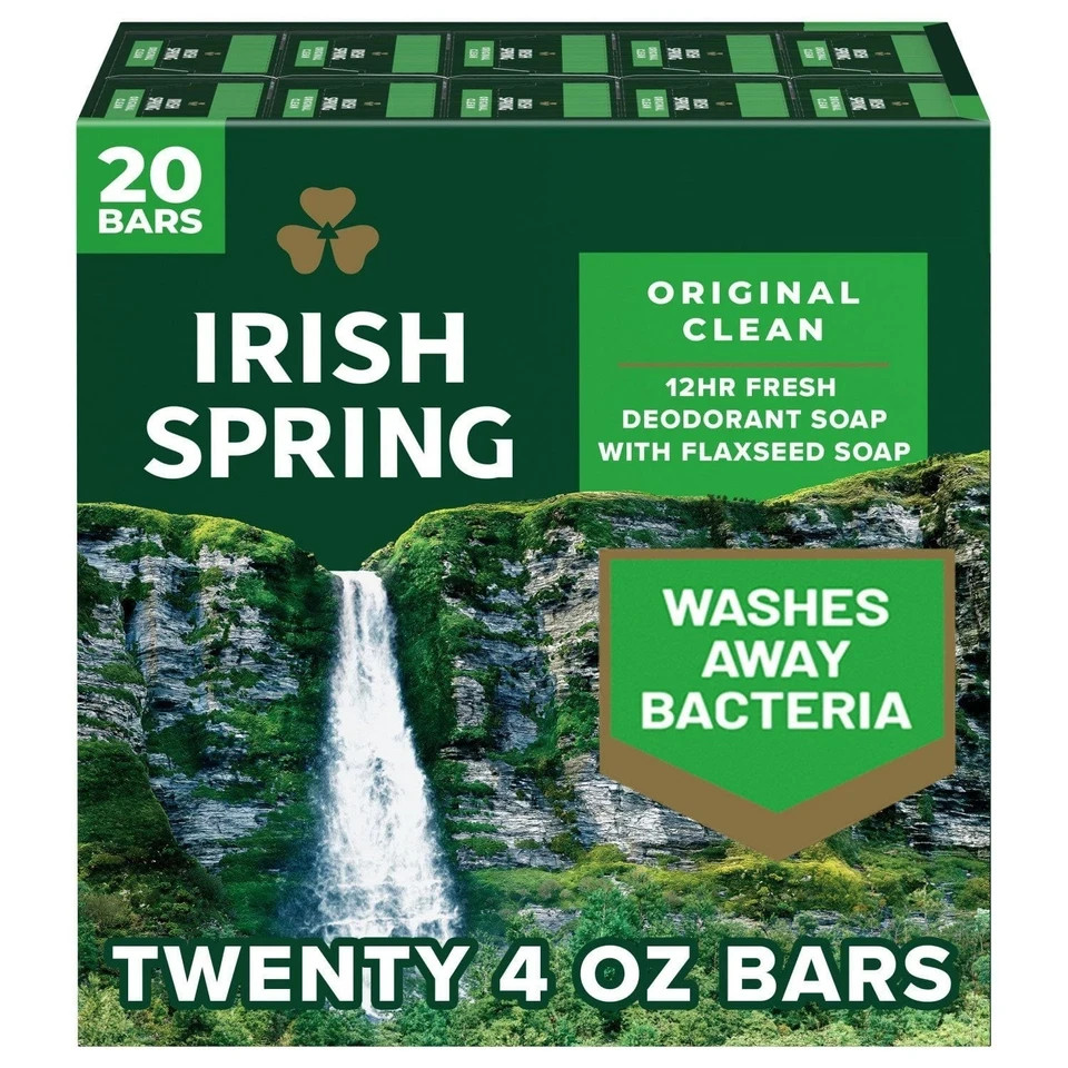 4 Pack – Irish Spring Bar Soap, Original Clean, 4 oz., 20 ct. (80 ct. Total)