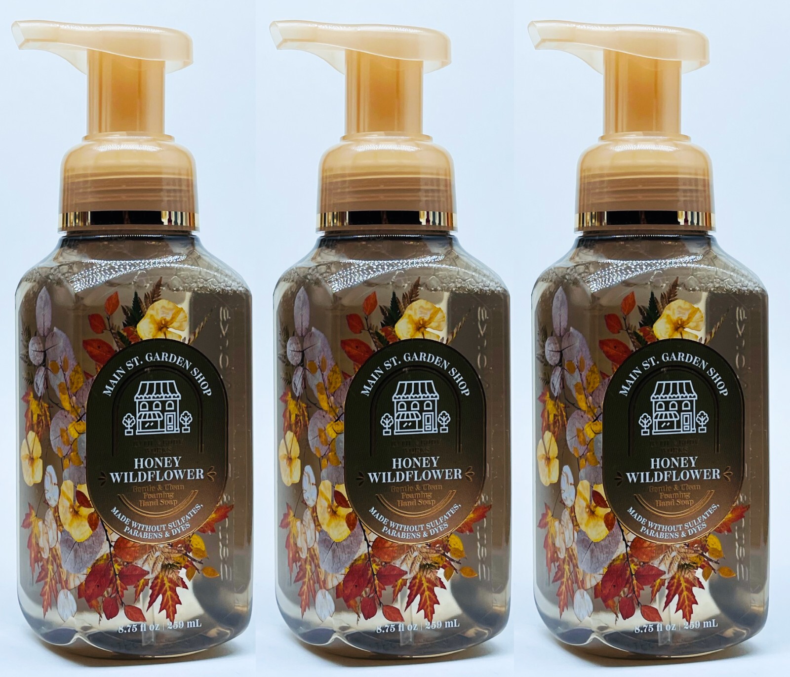 3 Bath & Body Works HONEY WILDFLOWER Gentle Foaming Hand Soap 8.75 oz