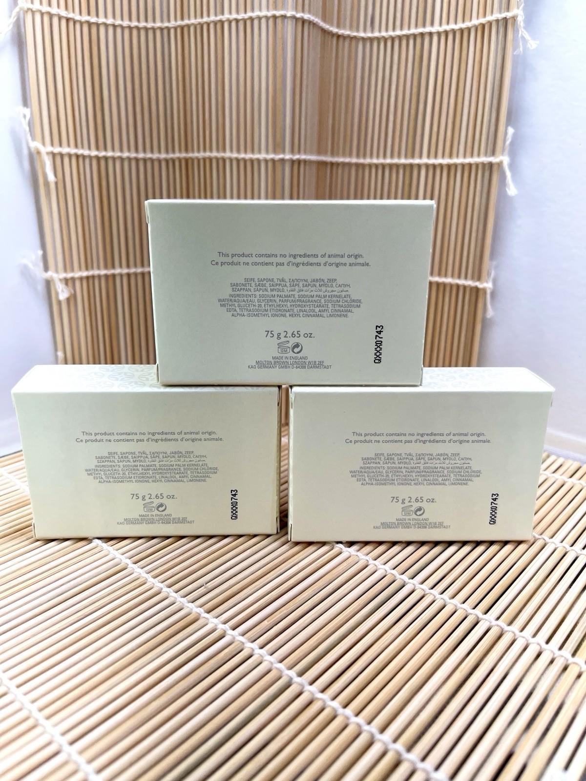 NIB Molton Brown Pure Triple Milled Soap 2.65 OZ. Rich Lather Delicate Scent 3PK