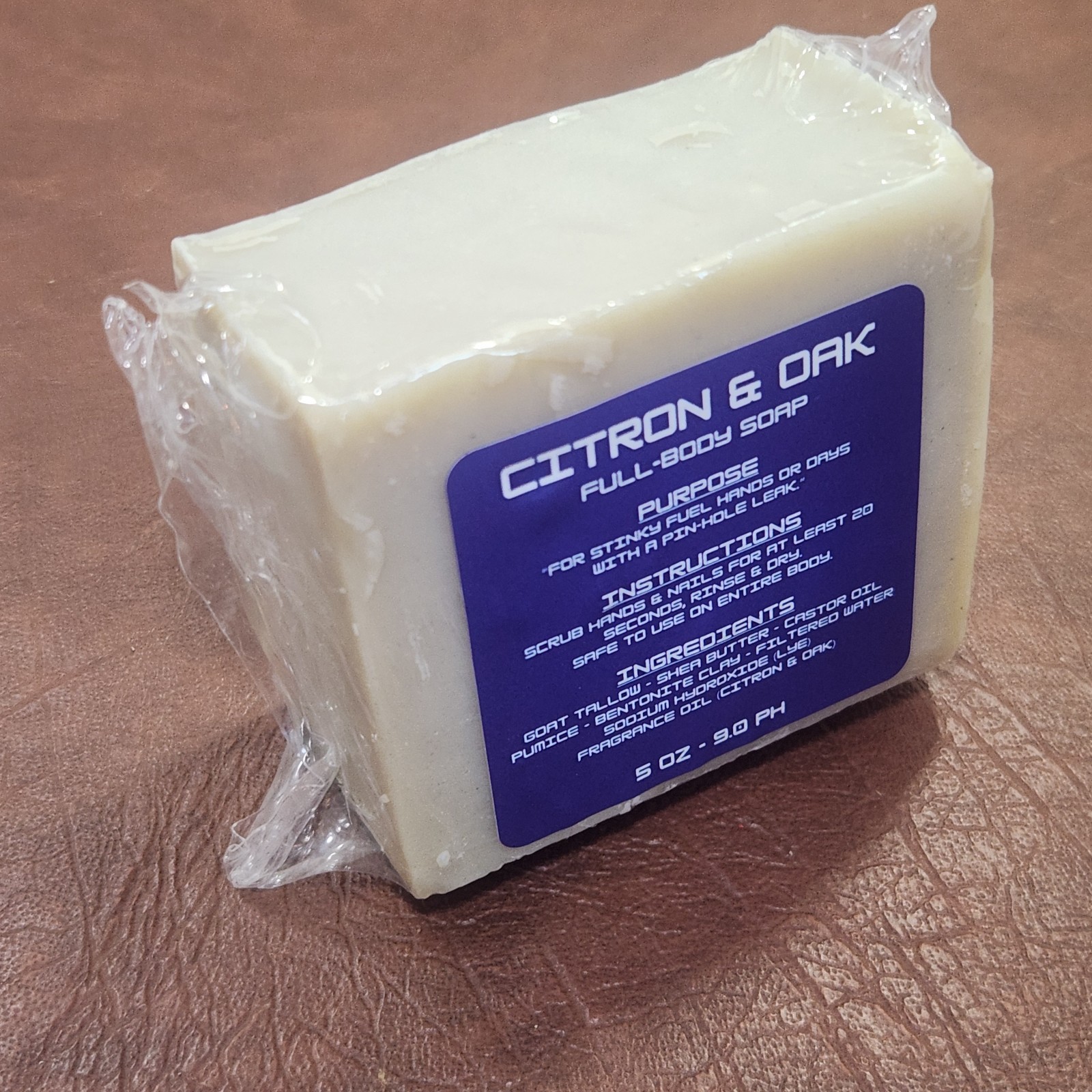 PLANE HANDS SOAP Co. Cold Processed Soap; Full-Body Soap; Citron & Oak