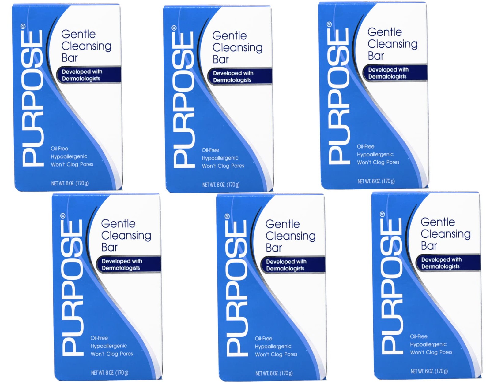 Purpose Gentle Cleansing Bar, 6-Ounce Bars (Pack of 6) 6 Ounce