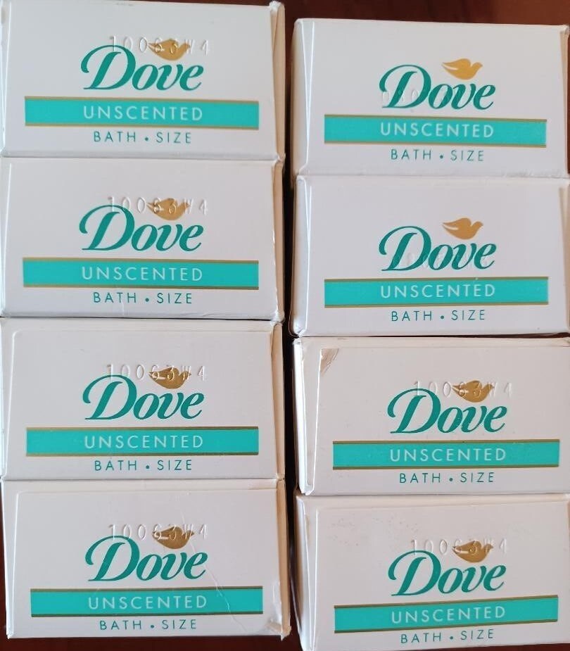 8 Vintage Dove Beauty Soap Bath Bar White 1/4 Moisturizing Cream 4.75oz NOS Prop