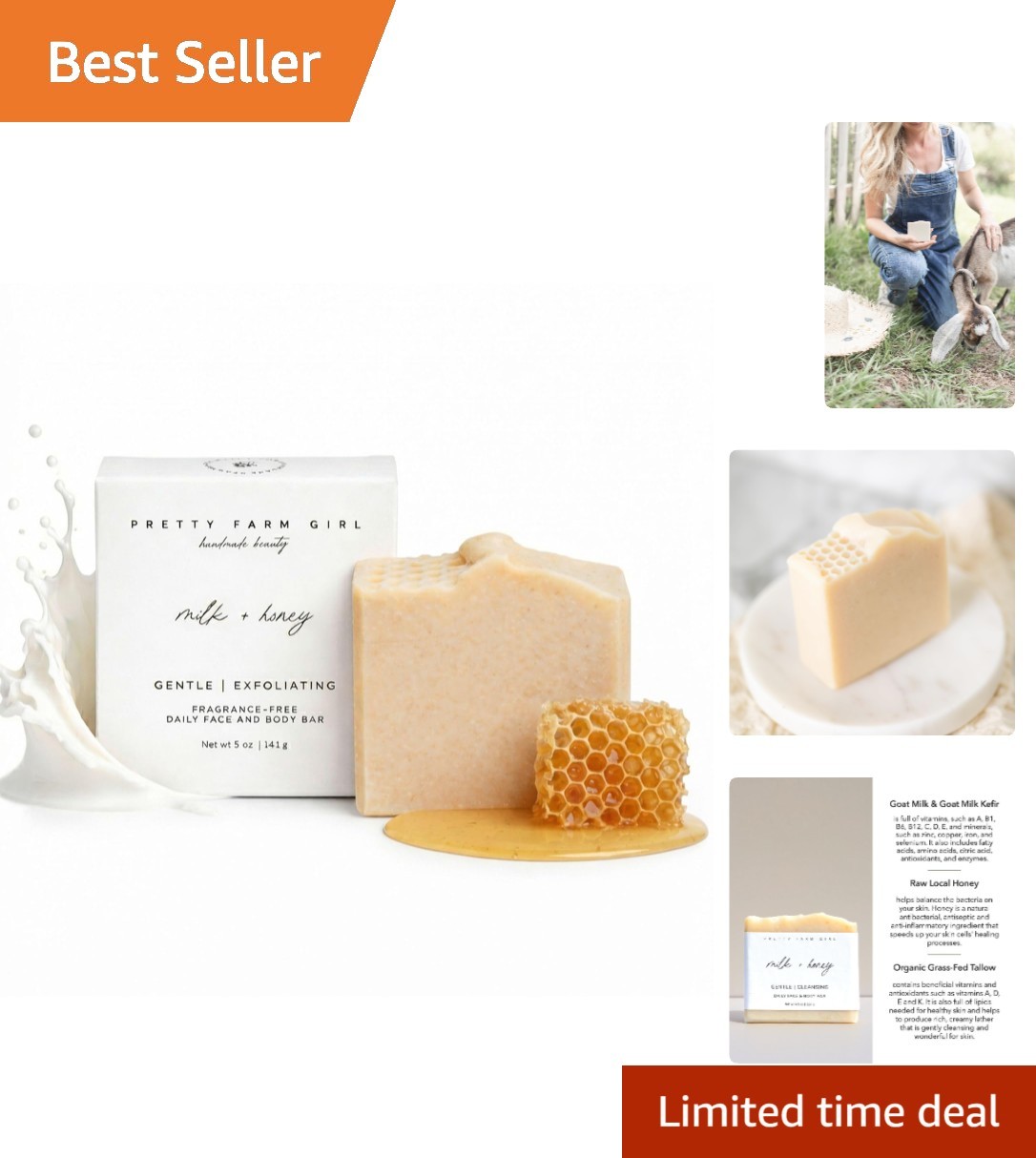 Moisturizing Goat Milk and Tallow Soap Bar – Ideal for Sensitive Skin 5oz