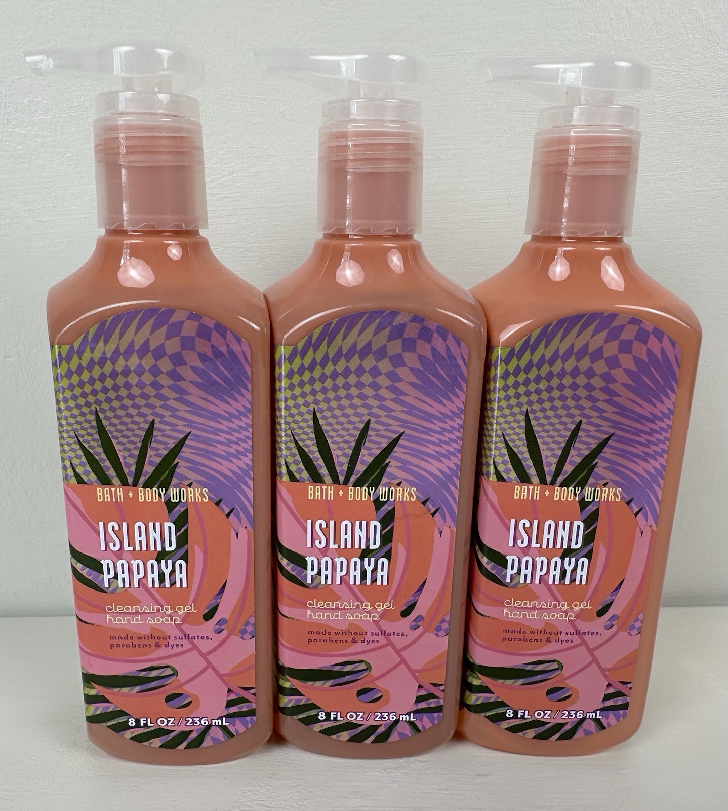 Bath & Body Works ISLAND PAPAYA Cleansing Gel Hand Soap 3 Pack NEW!
