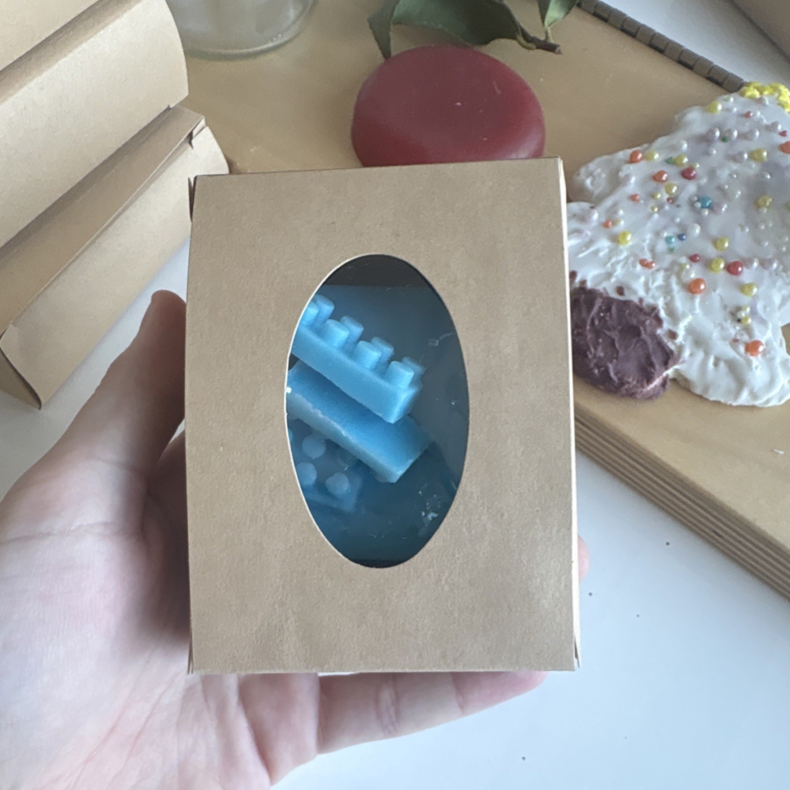 Blue Rectangular Body Bar Soap Set with Mini Soaps Gift Box Unisex Kids