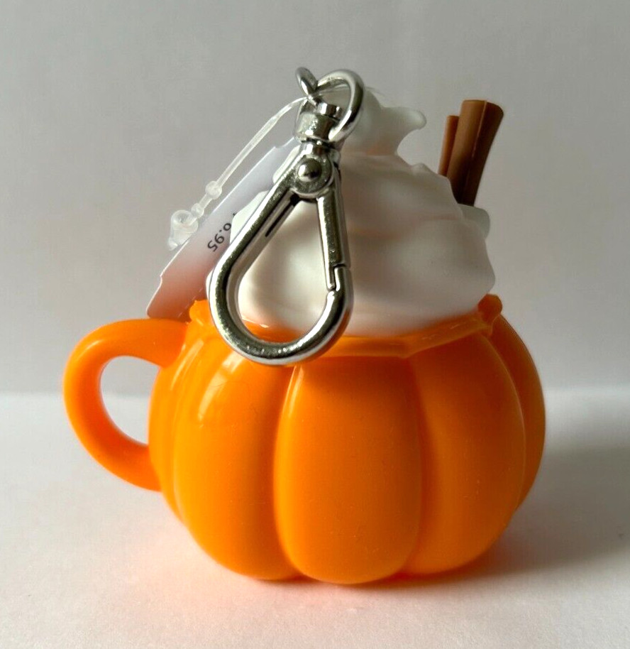 NEW Bath and Body Works HALLOWEEN PUMPKIN LATTE Pocket Hand Gel Holder Keychain