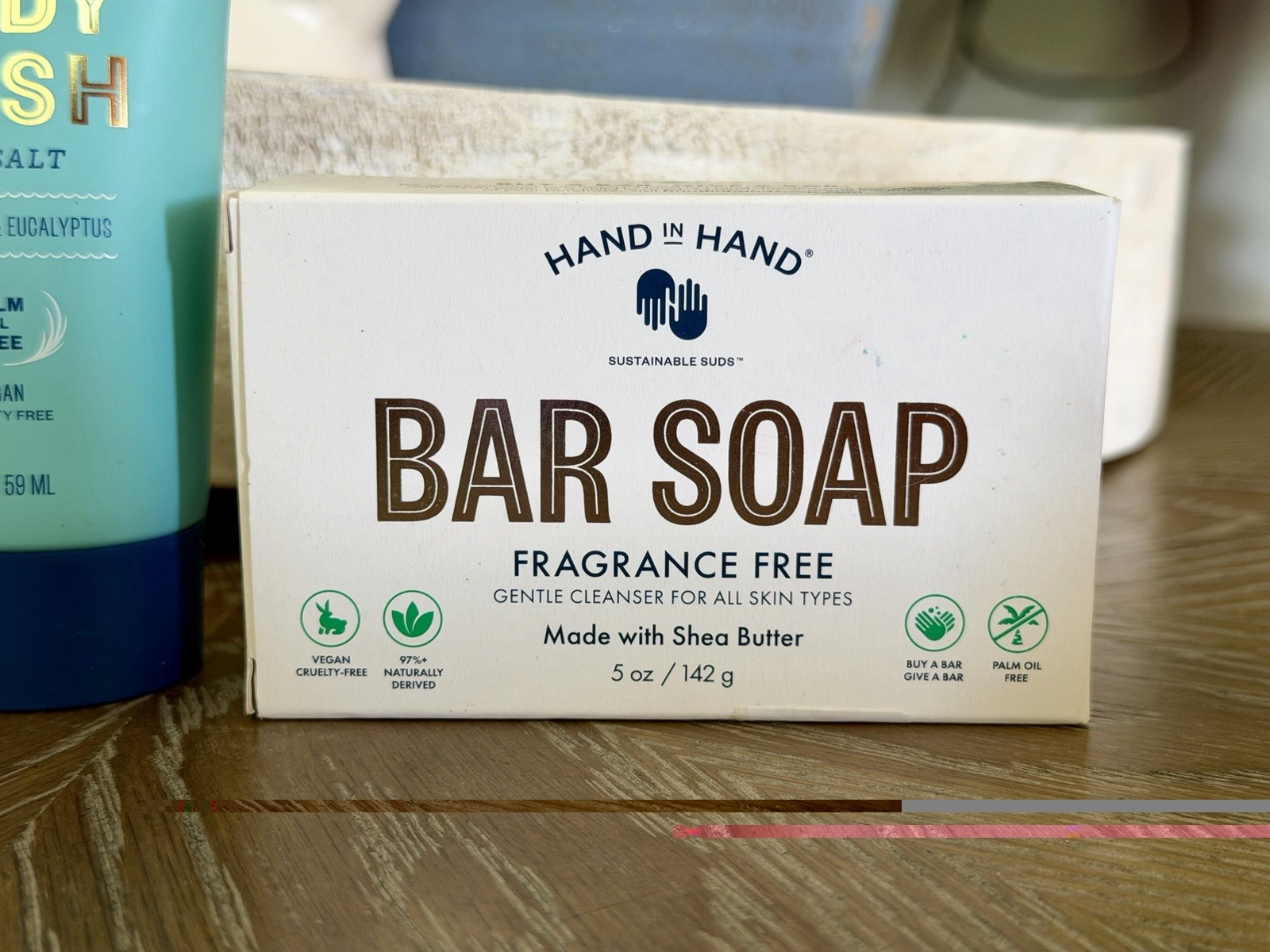 Hand in Hand Sustainable Suds Fragrance-Free Bar Soap, Vegan Palm Oil-Free 5 oz