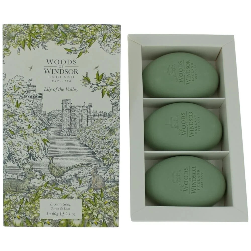 PACK OF 2-Woods of Windsor Lily Of The Valley Luxury Soap-3×2.1oz-FREE SHIPPING