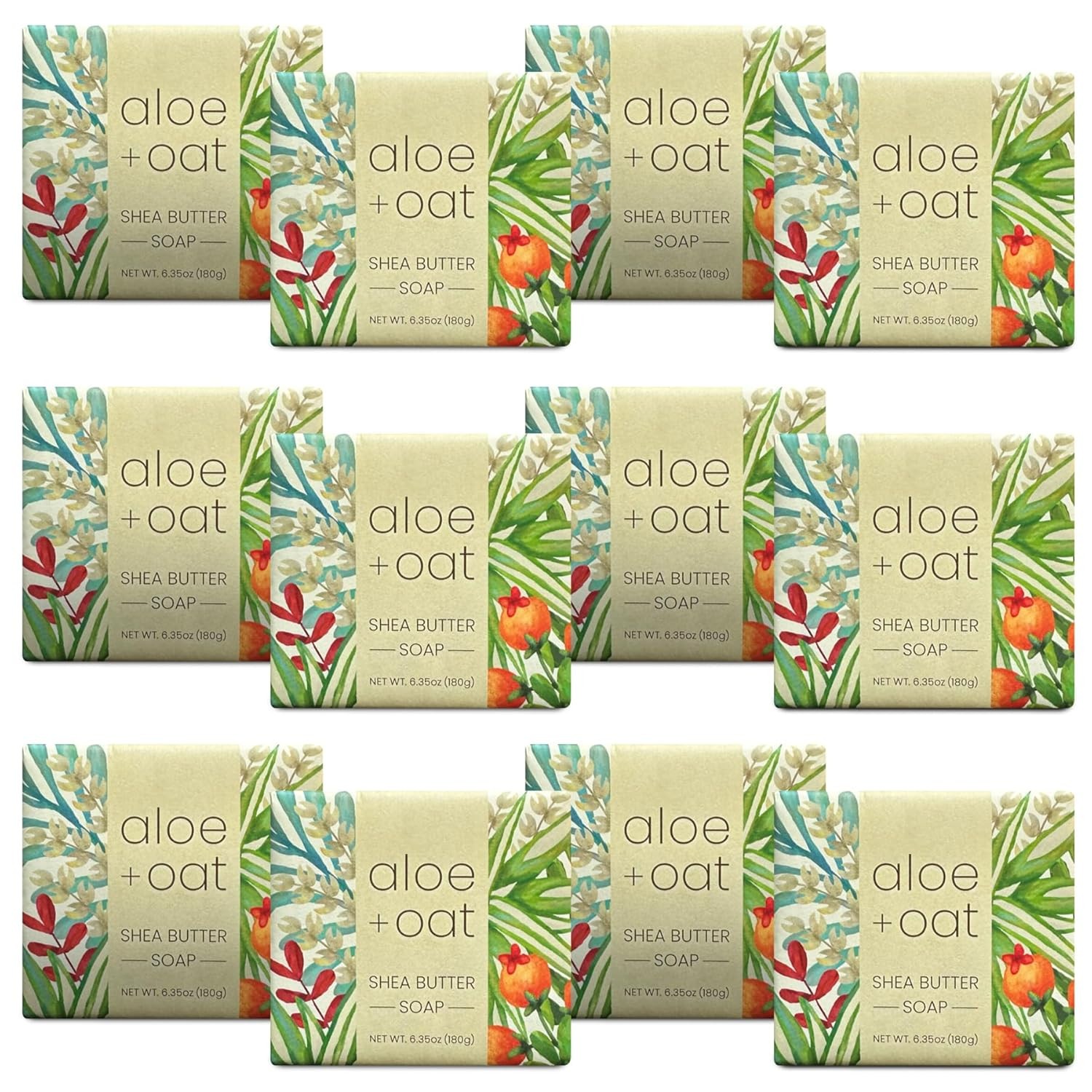 Greenwich Bay Mini Botanical Soap Bars, Aloe and Oat, 12 Pack, 1.9 oz Each Wrap