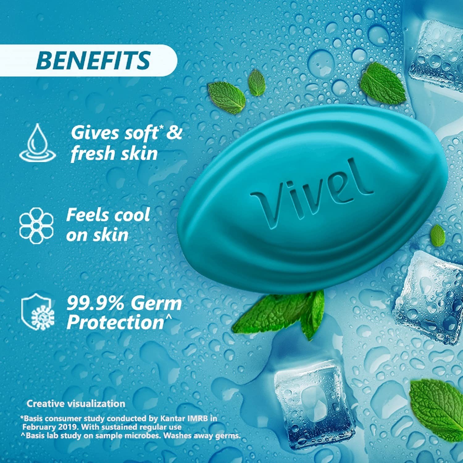 Vivel Cool Mint Soap 600g Pack of 4 Women Soft Fresh Glowing Moisturised Skin/