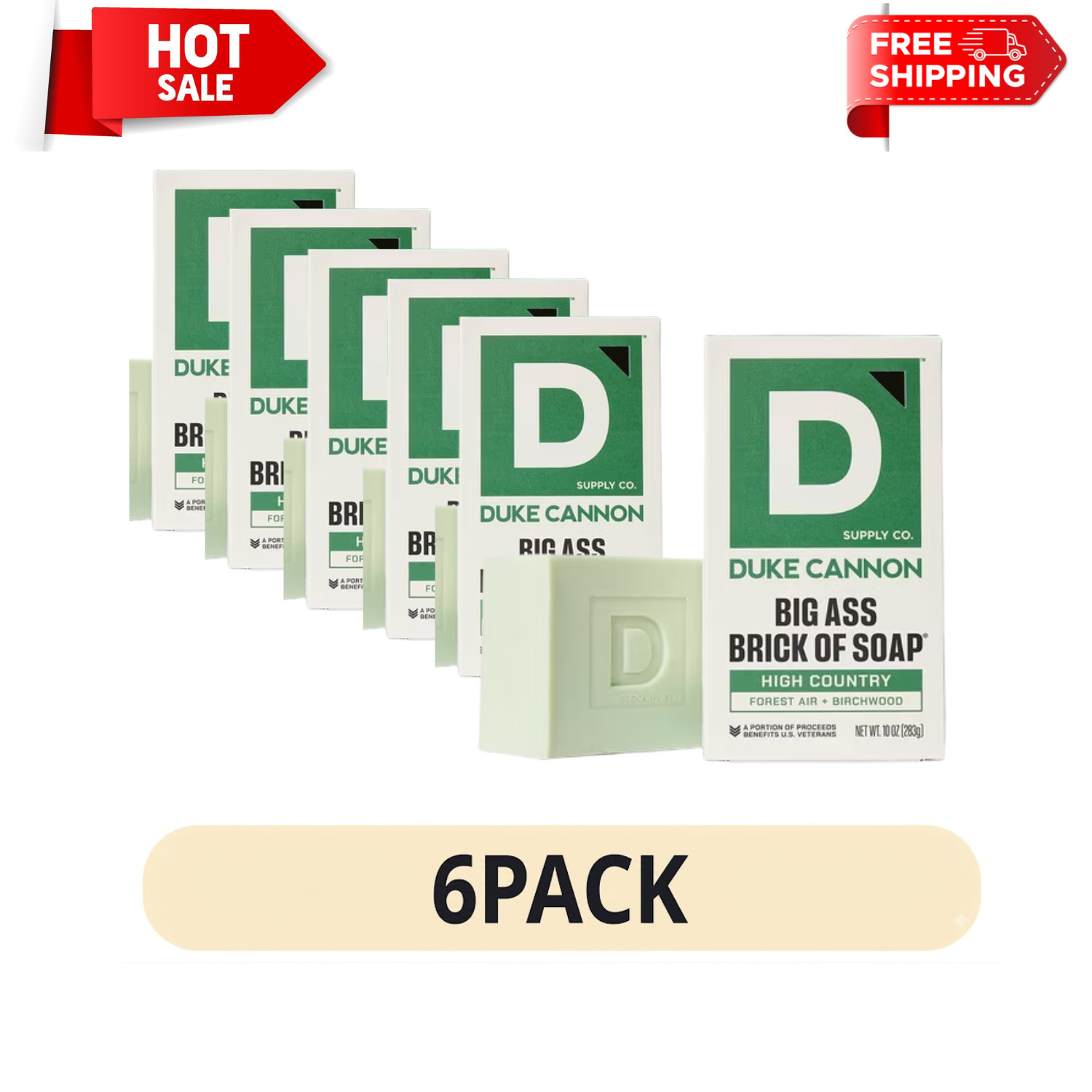6 Pack Duke Cannon Big Ass Brick of Soap High Country Bar Soap 10 oz Men