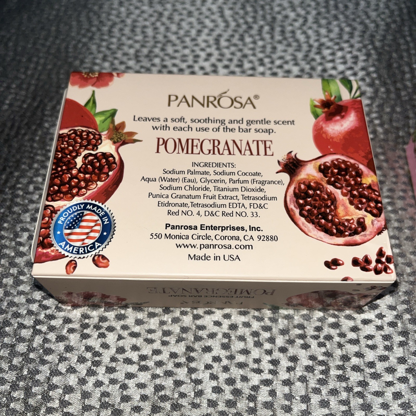 2 Bars PANROSA Fruit Essence Bar Soap Pomegranate Peony Oil Bar 3.5 oz