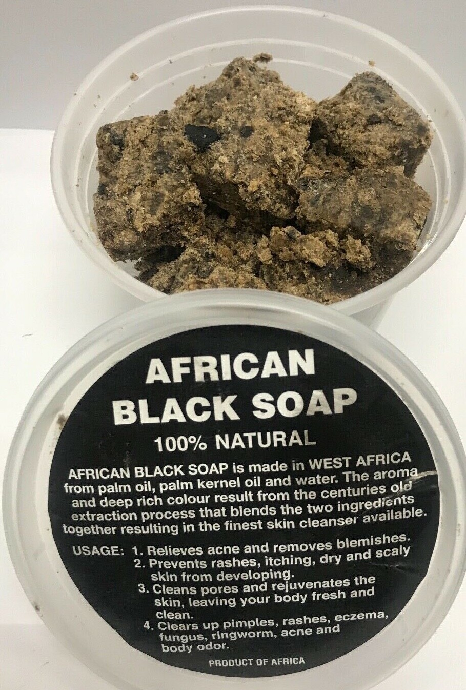African Black Soap Tub 1lb 100% Natura
