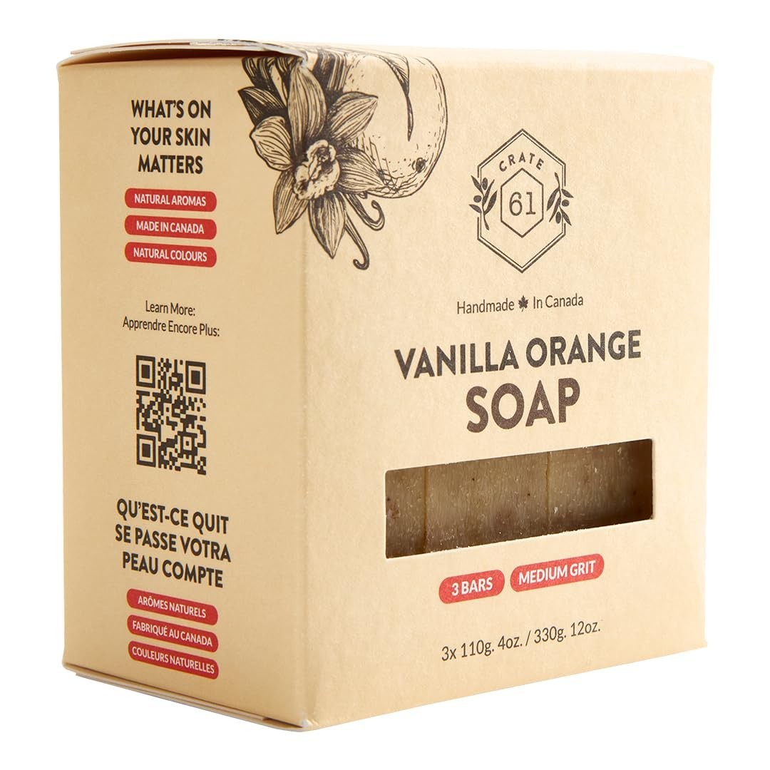 Luxurious Plant-Based Bar Soap – 3-Pack with Essential Oils, Vanilla Orange