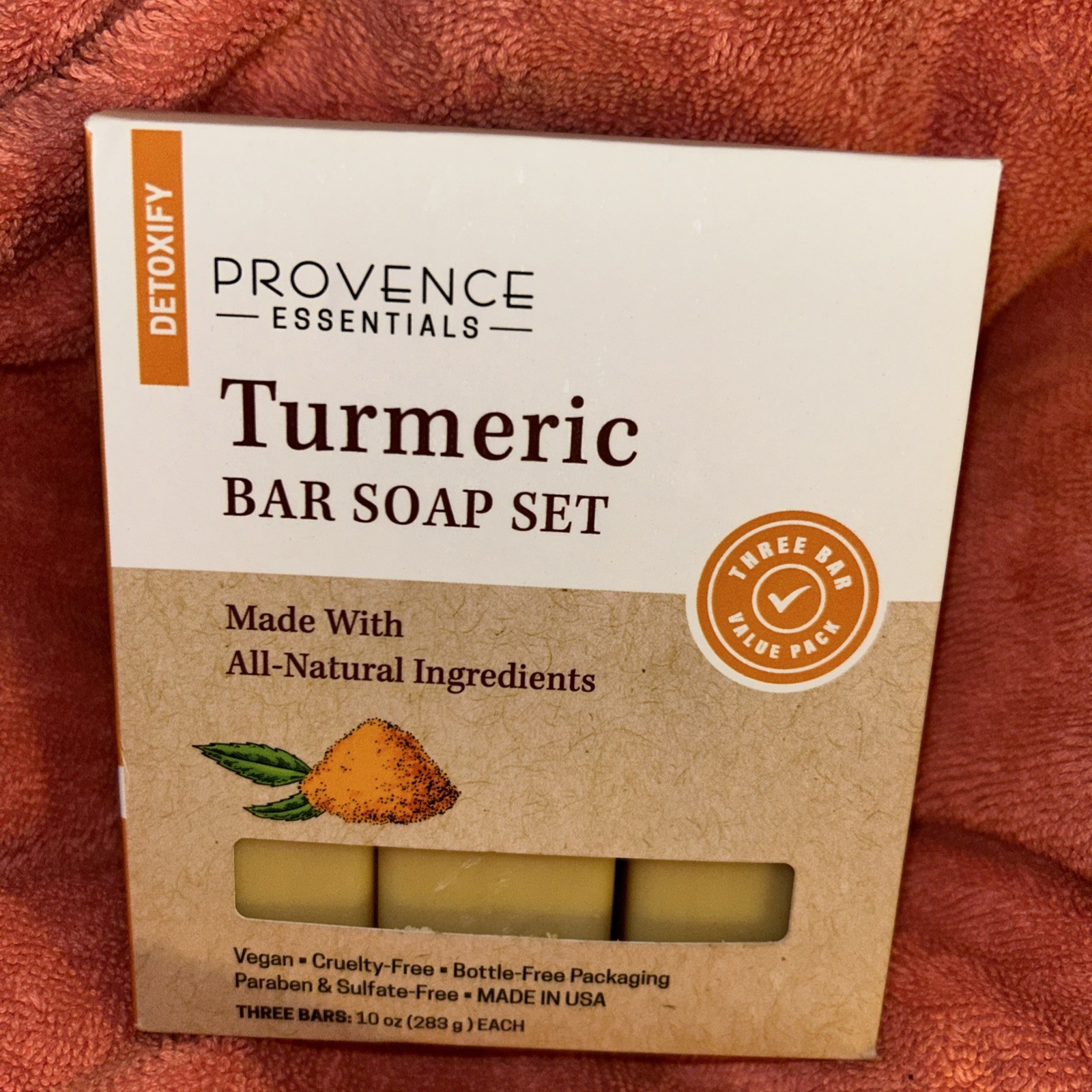Provence Men Essential Turmeric Detoxifying Bar Soap Set | 3 x 10 oz Made in US