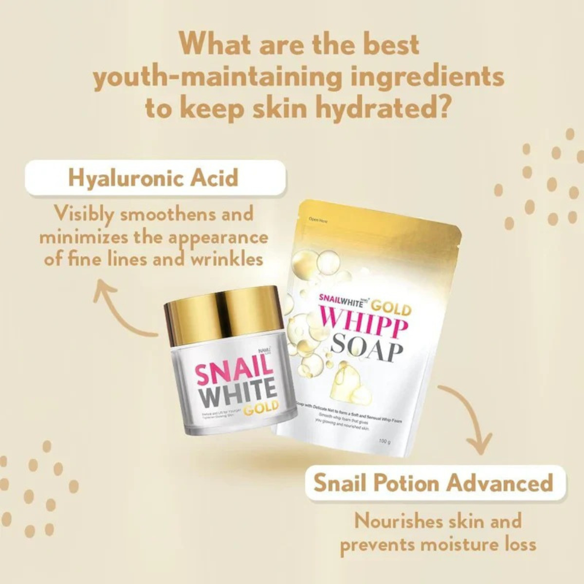 Snail White Whipp Soap Gold & Face Cream Duo Set Brightening Skincare Gift