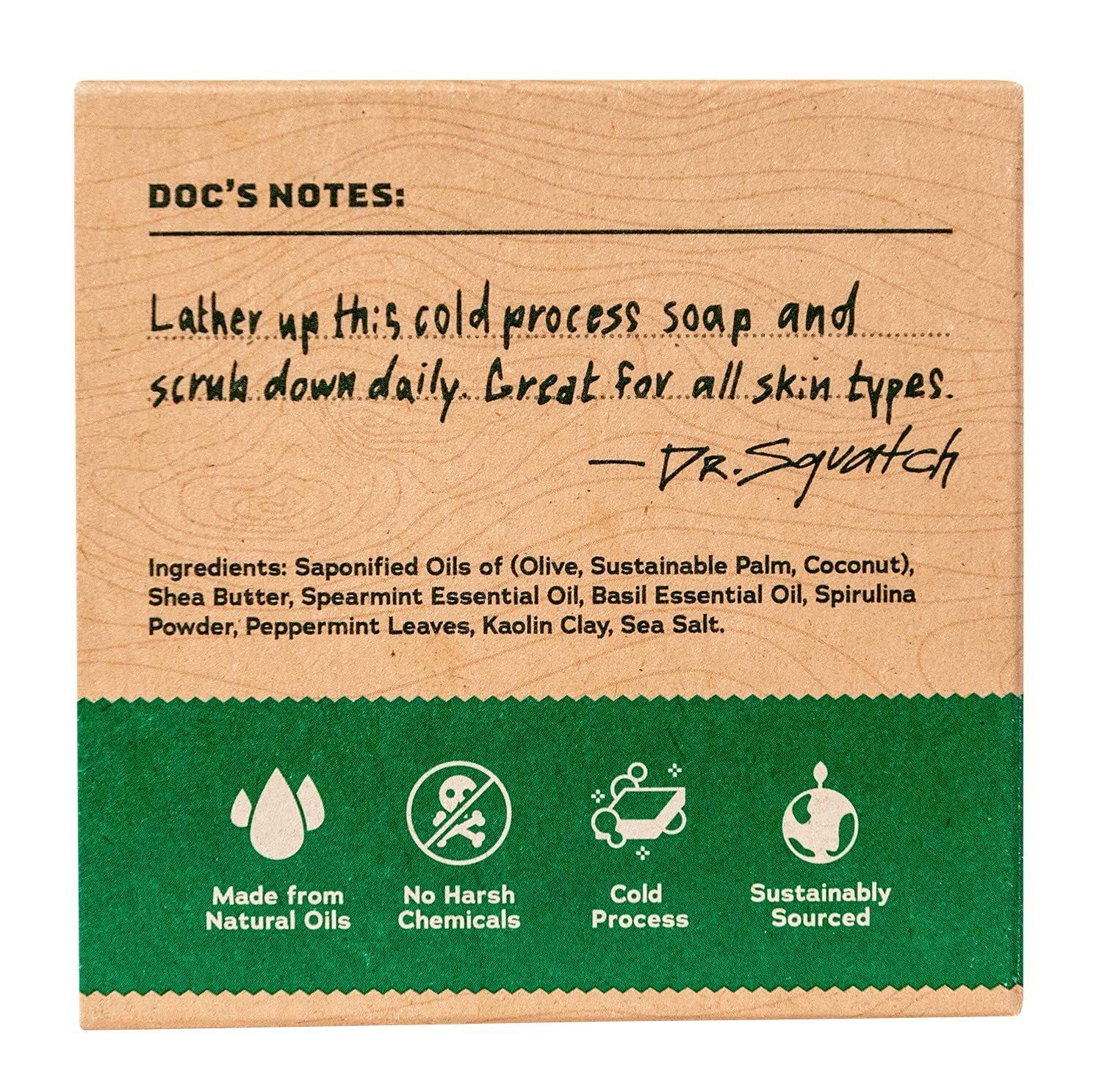 Dr. Squatch All Natural Bar Soap for Men with Zero Grit, Spearmint Basil