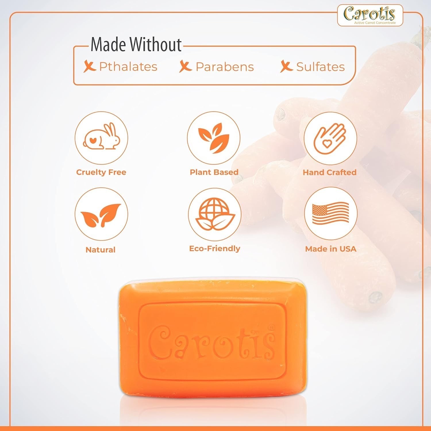 Carotis Beauty Soap 2-Pack | 80g Each Refreshing Cleansing Bars with Carrot Oil