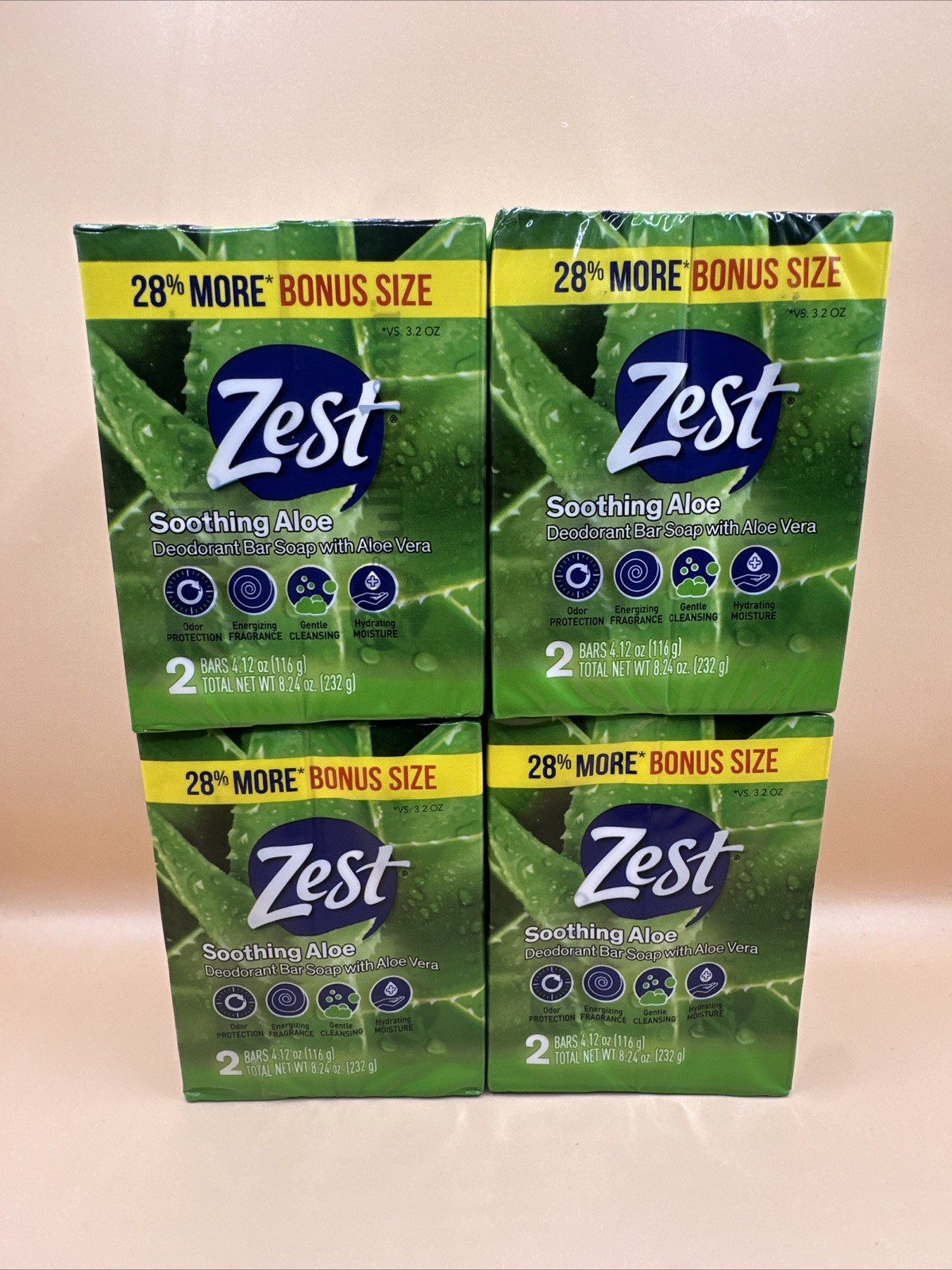 4pack Of Zest Soothing Aloe Deodorant Bar Soap With Aloe