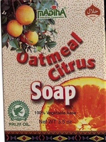 6 Pack- Madina Oatmeal Citrus -100% Vegetable Palm Oil Bar Soap 3.5 Oz