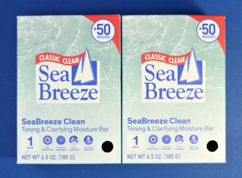 Sea Breeze Classic Clean Toning Clarifying Moisture Bar Soap 6.5oz 2 Pack New