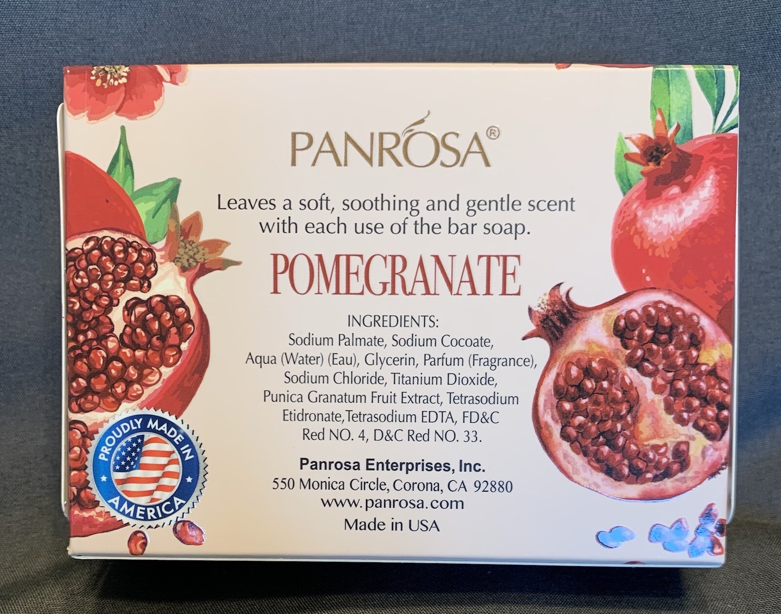 Panrosa Essential Oil and Fruit Essence Bar Soap, Pomegranate, Peony, and Rose