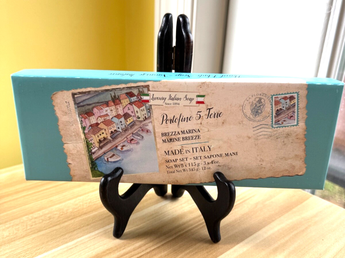 Italian Soaps- Portofino 5 Terre-Marine Breeze-Soap Set of 3 x115g -Made/ Italy