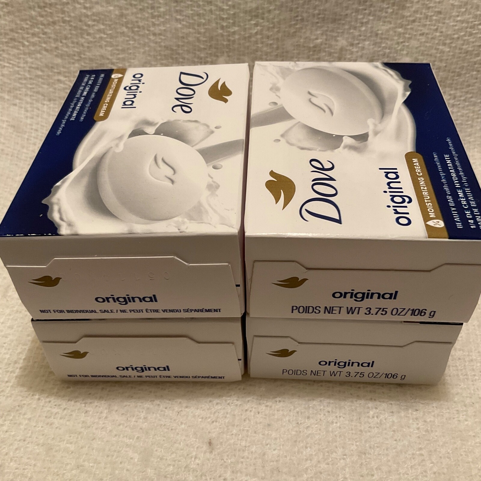 Dove Beauty Bar Soap Original Made w/ 1/4 Moisturizing Cream 3.75 oz 4 Bars NEW