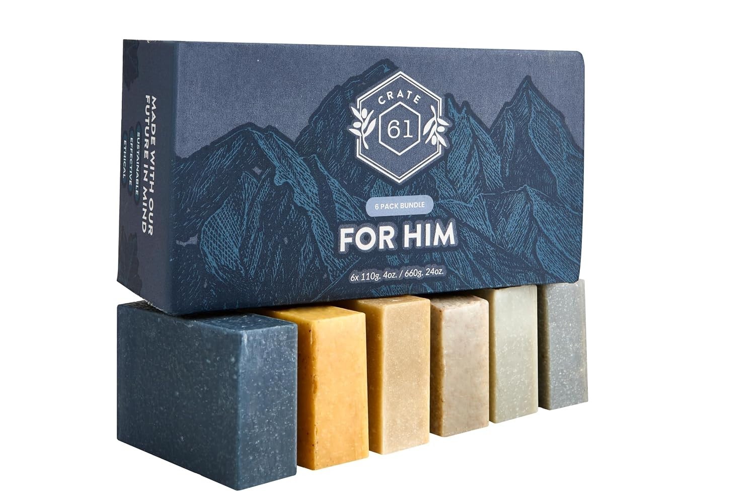 Handmade Plant Based Bar Soap Pack of 6 – Moisturizing Natural Luxury for Him
